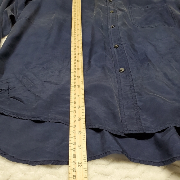 LUTAR CLASSICS MENS 100% SILK BLUE BUTTON UP SHIRT LARGE - Picture 2 of 8